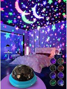 1pc Colorful Starry Sky Projection Lamp, UFO Shaped LED Night Light With Moon & Galaxy Projection, USB Powered, Suitable For Home, Bedroom, Stereo Party Lighting, Christmas Gift - Purple - View 5