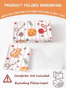 1 Set Of Woolen Cat And Baby Duvet Covers, Made Of Polyester Material And Digitally Printed, Suitable For Babies, Gifts, All Seasons, Animals, Baby Beds, Including 1 Double-Sided Duvet Cover And 1 Single-Sided Pillowcase. - Multicolor - View 6