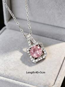 1件优雅方形水钻吊坠项链，不锈钢链，持久不褪色，适合日常佩戴和特殊场合。 - 人造鋯石項鍊 - 查看 2