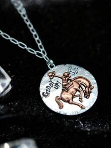 1件 Artsy Natural GIDD UP 双色豹纹吊坠串珠项链 - 復古銀色 - 查看 1