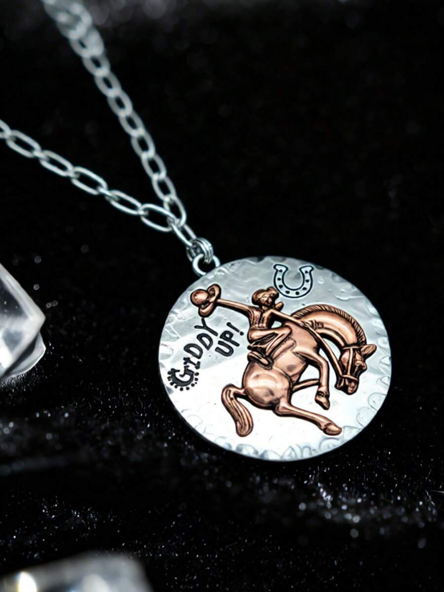 1件 Artsy Natural GIDD UP 双色豹纹吊坠串珠项链 - 復古銀色 - 查看 1