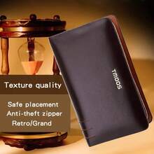 Dual Layer Zipper Clutch Bag, Large Capacity, Multi-Compartment, Fashion Design With Card & Cash Slots, Suitable For Business Travel And Gift - Brown - View 7