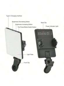 60 LED High Power Rechargeable Clip Fill Video Conference Light With Front & Back Clip, Adjusted 3 Light Modes For Phone, Compatible With IPhone, Android, IPad, Laptop, For Makeup,Selfie, Vlog,Birthday Gift - A - View 7