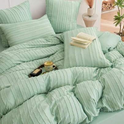 DJY Duvet Cover Set King Size 3 Piece Luxury Green Tufted Bedding - Soft Lightweight And Breathable All Season Set With Zipper Closure King 230x220cm