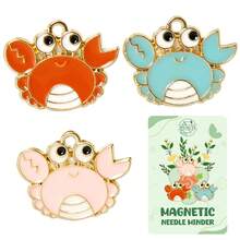 GIURKUU 3pcs Animal Pattern Magnetic Needle Minder, Cute & Fun Design, Suitable For Cross Stitch, Embroidery, Sewing Needle Craft Organizer - 3 Crabs - View 4