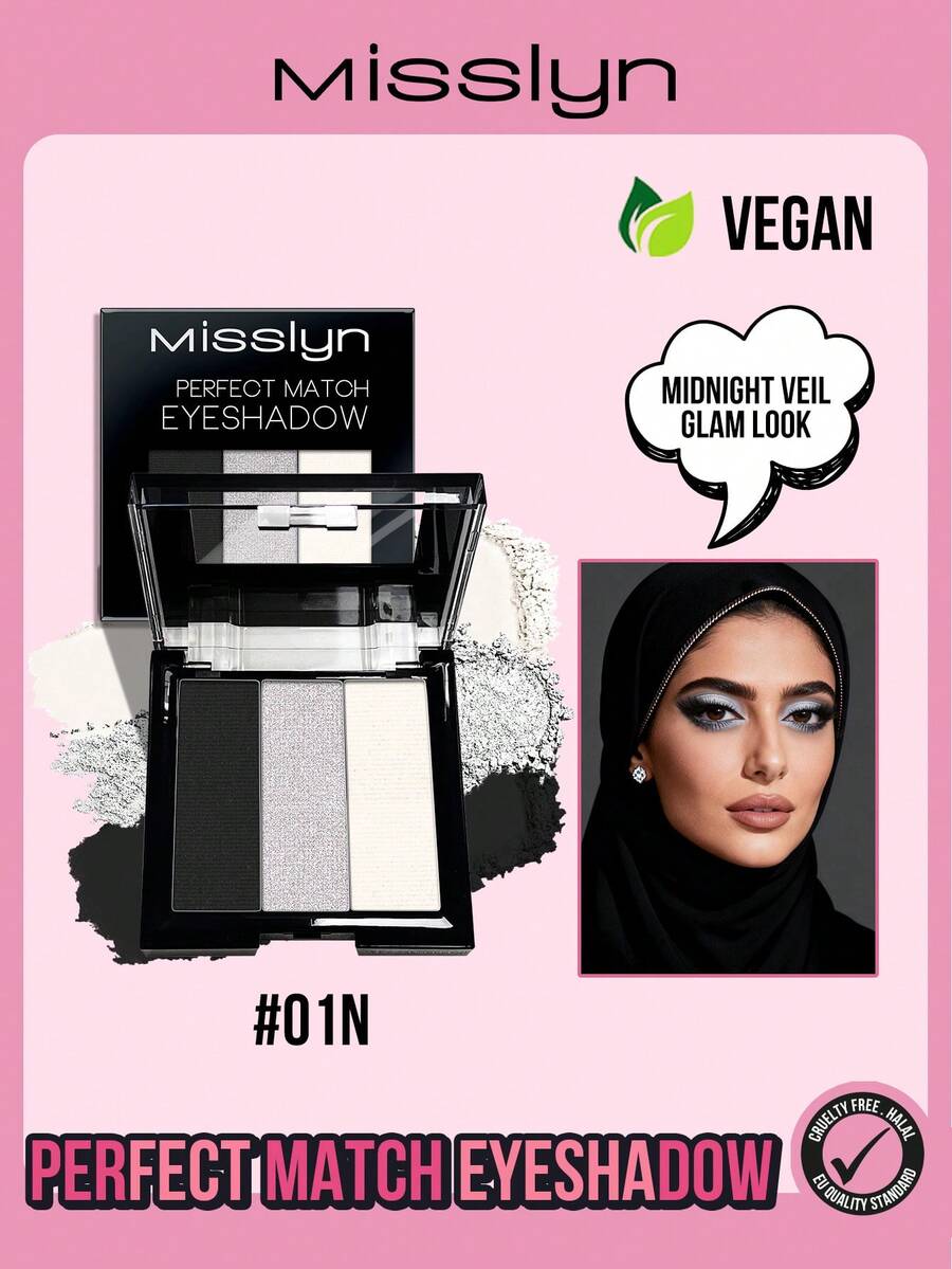 مجموعة ظلال عيون MISSLYN 1 قطعة ب- 3 ألوان متناسقة تماماً: عالية الصبغة، مطفية ولامعة براقة. قوام متعدد الأبعاد، ناعم عند التطبيق وسهل الدمج. مثالية لموضة الشتاء Y2K، ضرورية لعيد الحب أو رأس السنة