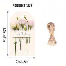 24/48 Pcs Elegant "Happy Birthday" Gift Tags With Jute Twine - Pink Floral Design, High-Quality Paper For Birthday Party Decorations, Gift Wrapping, And Delicate Gifts - Refined And Joyful Style, Birthday Party Decor, Celebration Accessories, Fresh Style - Multicolor - View 7
