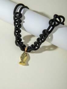 imoli 1件复古波西米亚风涤纶手工编织绳吊坠小鱼项链，适合中东、海滩、派对、珠宝礼品 - 彩色 - 查看 6