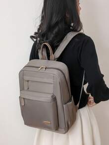 Anti-Theft Multi-Compartment Casual Nylon Backpack Women Purse; Can Hold A 15.6-Inch Business Laptop Backpack; Multi-Pocket Lightweight School Bag; Large-Capacity Travel Bag; Multi-Functional Book Bag - Multicolor - View 5