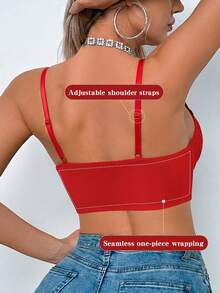 Women's Red Lace Front-Closure Underwire Push Up Bra - Side Coverage & Anti-Sag - Red - View 5