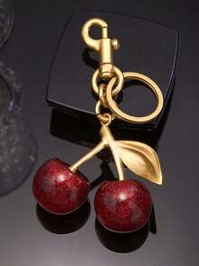 1pc Unique Shiny Cherry Shaped Pendant, New Cherry Crystal Pendant, Keychain Pendant, Cherry Decor Keychain With Clasp, Shiny Resin Product, Suitable As Bag Accessory, Suitable For Women Handbag - 紅櫻桃[2.1cm] - 查看 10