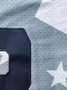 Áo thun nam không tay cổ chữ V thêu logo bóng rổ, màu đen, kiểu dáng thường ngày, thích hợp cho các buổi tiệc hoặc thể thao. - trắng - Xem 3