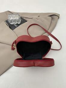 1 pièce Sac bandoulière matelassé en forme de cœur de couleur unie, sac à épaule mini stylé, sac à main léger - idéal pour les femmes, les étudiantes, les jeunes filles, parfait pour un usage quotidien, les sorties décontractées, les courses, les rassemblements de vacances - Multicolore - Voir 5