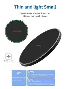 1pc 10W Wireless Charger With Data Cable - Black - View 9