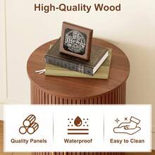 Round Fluted Nightstand, Mid Century Modern Tall Side Table With Storage, End Table With Sliding Tambour Doors, Adjustable Shelf, Small Wood Bedside Table For Bedroom,Living Room,Office - Lạc đà - Xem 5