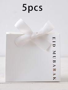 10pcs/Set Elegant Eid Mubarak Gift Boxes, Black & White "Eid Mubarak" Text Print With Gold Ribbon, Size: 11.5 * 10 * 4.5cm - Ideal For Packaging Candies, Chocolates And Small Gifts For Islamic Holidays Like Hajj - Multicolor - View 18