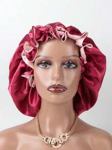 1-Piece Silk Sleep Cap Set – Satin Hair Wrap With Soft Elastic, Suitable For Curly/Natural Hair, Gentle Night Cap For Frizz Protection,Bonnet Silk - Rượu sâm banh - Xem 10