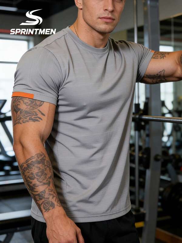 3pcs/Pack Men's Quick Dry Breathable Mesh T-Shirts, Moisture Wicking Sports Tees, Lightweight Short Sleeve With Contrast Cuffs, Machine Washable, Durable And Easy Care, Suitable For Fitness, Running, Casual Daily Wear