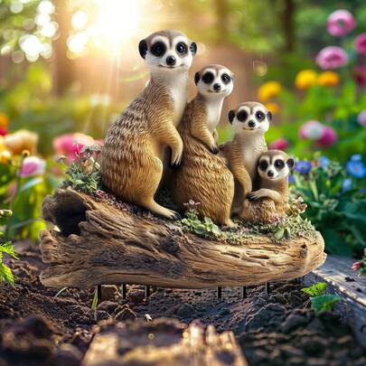 2D Acrylic Meerkat Family Garden ,Outdoor Yard Art Decor,Waterproof UV Resistant,Lawn Pathway Patio Ornament,Cute Animal Statue,Spring Summer Outdoor Decor,Garden Gift Idea