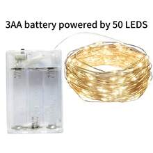 2m 20 LEDs, 3m 30 LEDs, 4m 40 LEDs, 5m 50 LEDs AA Battery Powered Fairy Lights, Suitable For Wedding, Holiday, Bedroom, Party, Ambiance, Bedside, Room, Decorative Lighting - Warm White - View 10