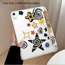 星形单件装彩绘效果亚克力水晶平板电脑保护套，带支架，兼容荣耀、Matepad、红米、OPPO、vivo、苹果等品牌，可折叠防弯折，硅胶加固边角，自动唤醒/睡眠功能，内置笔槽，多角度可折叠支架 - 日常完美保护，节日送礼佳品 - 彩色 - 查看 2