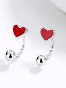1件S925纯银红色珐琅心形鼻环/鼻钉，适合女性日常佩戴，送给闺蜜/母亲节的礼物 - 單隻 - 查看 4