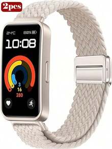 尼龙表带，兼容华为手环10/9/8，编织弹性表带，运动表带，智能手表表带，柔软透气，替换表带，磁扣，男女通用 - 彩色 - 查看 18