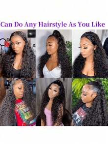 ZHENDEFA 隐藏式绑带 360° 无胶蕾丝前假发 真人发预拔毛 200 密度 深波浪高清透明蕾丝前假发 带抽绳 卷曲蕾丝前假发 女士 - SNatural - 查看 9