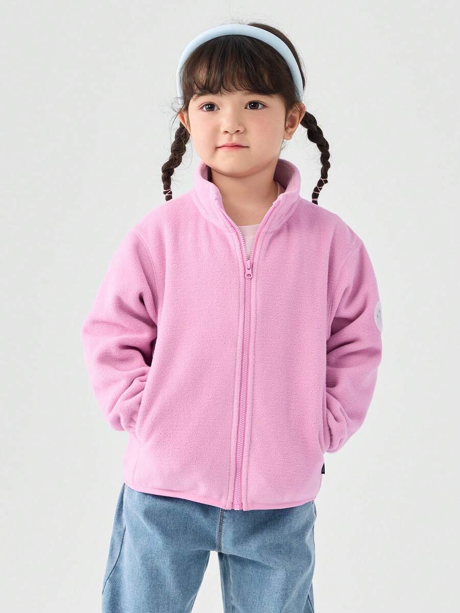 Balabala Unisex Young Girl Anti-Static Fleece Jacket, Parent-Child Outerwear For Spring & Autumn - White Red - View 1