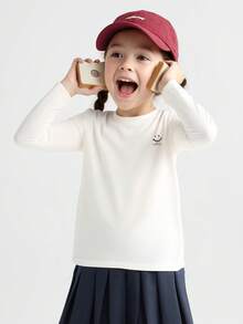 Balabala Soft Long Sleeve T-Shirt, Suitable For Girls, Boys & Unisex, Essential For Spring & Autumn - Original White - View 3
