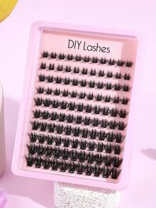 MAANGE 110pcs D-Curl Anime Style Thin False Eyelashes, 8-16mm Mixed Length, Fluff & Lengthening Individual Lashes, Suitable For Home Lash Extension - Black - View 3