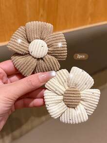 2pcs Korean Style Floral Hair Clips, Sweet Fashion Hair Accessories Suitable For Daily Use - Multicolor - View 6