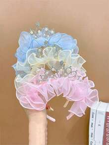 1个女孩生日皇冠发箍，拍照道具服装配饰，公主发夹 - 藍色 - 查看 5