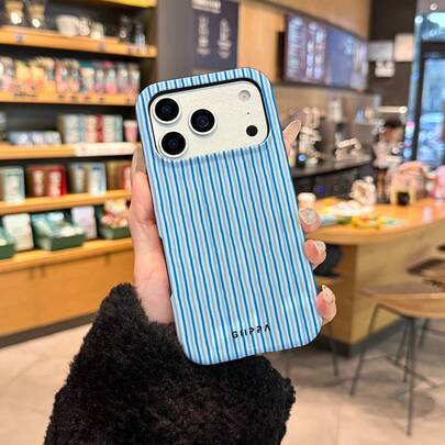 GIIPPA 1 Stück blaues gestreiftes Handyhülle, kompatibel mit iPhone 17 Pro Max, 16 Pro Max, 15 Pro Max, 14 Pro Max, koreanischer stylischer und interessanter Handyfall, kompatibel mit iPhone 11/12/13/14/15/16 Pro Max Plus, elegantes Design für Männer und Frauen, ideales Geschenk für die Freundin zu Weihnachten, Valentinstag, Ostern, Hochzeitssaison und Geburtstag