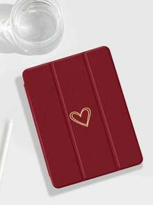 1个复古红色纯色小爱心图案平板电脑保护套，防摔，带笔槽，支持睡眠/唤醒功能，三折平板电脑支架保护壳，兼容iPad 10.2英寸、iPad Pro 2021/2020、iPad (A16) 11英寸、第11代2025款/第10代、Galaxy Tab A8 10.5英寸2022款、Matepad 10.4英寸/Tab等。 - 彩色 - 查看 4