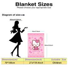 SANRIO Chăn nỉ mềm mại với họa tiết hoa Hello Kitty dễ thương, nền màu hồng, hình Hello Kitty ở trung tâm đội vòng hoa, bao quanh là bướm và hoa, mang lại sự ấm áp và mềm mại, thích hợp cho ghế sofa, giấc ngủ trưa, trang trí giường ngủ. - Nhiều màu - Xem 18