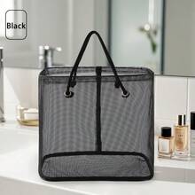 1 PC Washbasin Basket, Classic Black, With Handle, Mesh Design To Prevent Water Retention, A Helpful Tool For Storing Towels. - Mô hình màu đen trong suốt - Xem 9