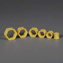 12pcs/8pcs Thin Polygon Punk Style 8-19mm PLA Ear Gauges, Simple & Fashionable Personalized Ear Plugs Piercing Jewelry Women New - 4 Pairs (yellow/pink/white/purple) - View 6