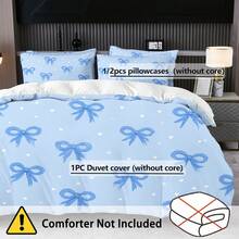 2/3件套数码蝴蝶结印花被套组（被套*1，枕套*1/2，不含被芯和枕芯），亲肤柔软舒适，适用于酒店、客房、宿舍、卧室、床上用品，四季皆宜。 - 彩色 - 查看 3