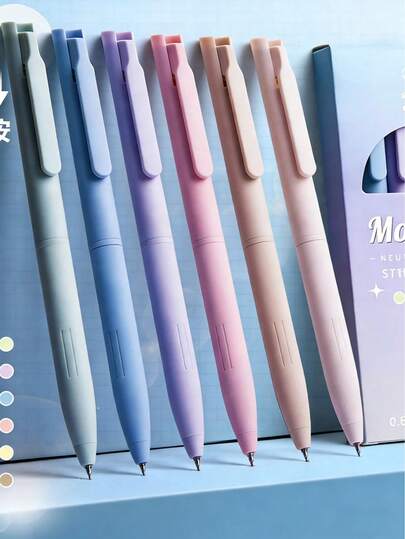 6 PCS Color Neutral Pen Press On Morandi Color Pen High Beauty Set Handbag Marking