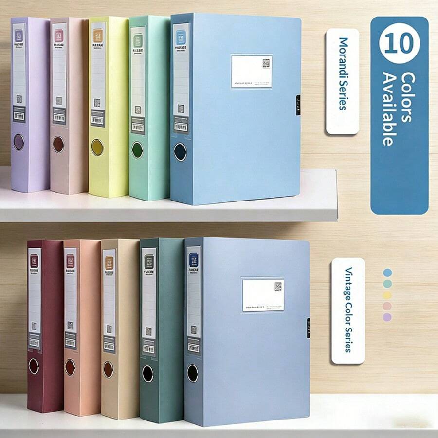 1pc Thick High Capacity Multi-Color File Folder, Foldable Document Storage Box, Office Supplies File Box
