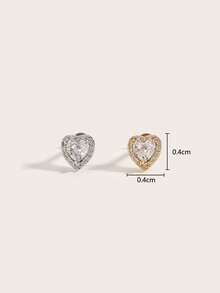 1pc Fashionable Elegant Luxury Diamond Heart Stainless Steel Earrings, Suitable For Women's Daily Wear - Multicolor - View 5