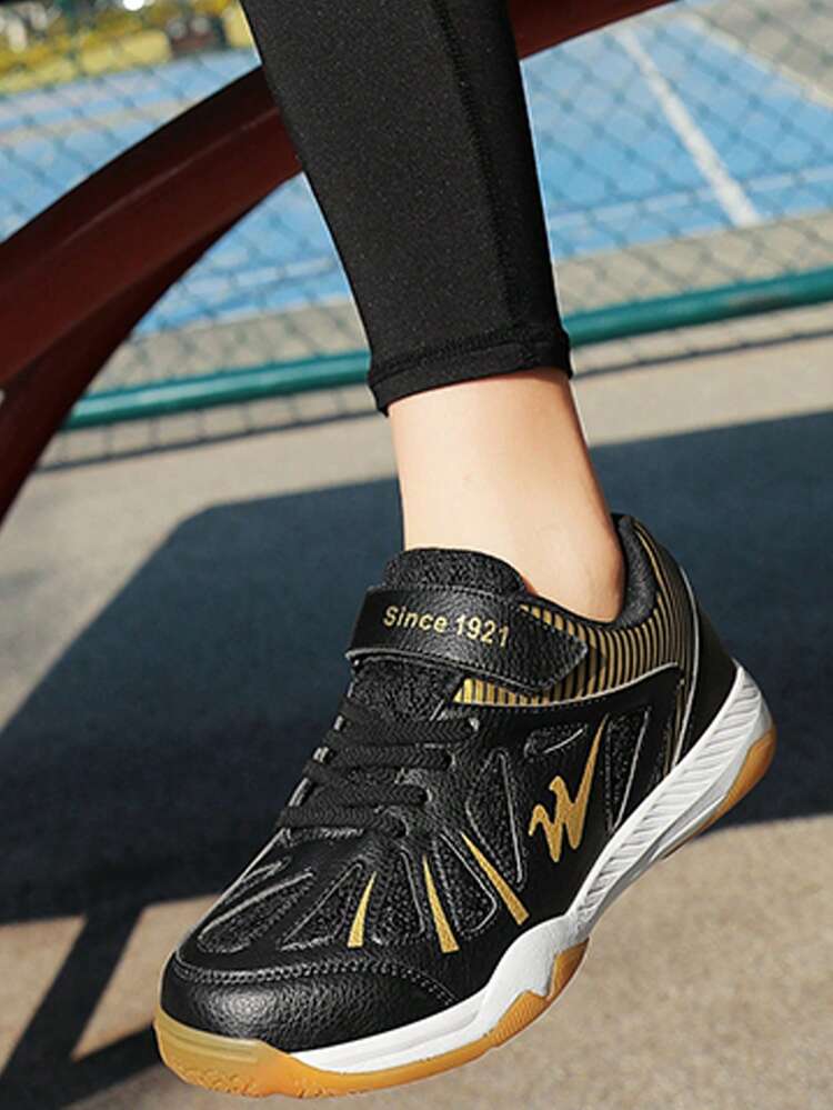 2026春季新款透气缓震羽毛球鞋，适用于比赛和硬地训练，轻便减震网面羽毛球/网球鞋，男女通用，尺码35-45 - 金色 - 查看 2