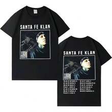 Santa Fe Klan New Album Graphics Short Sleeve T-Shirt Mens Fashion Oversized Casual Gothic Hip Hop C - 黑色 - 查看 1