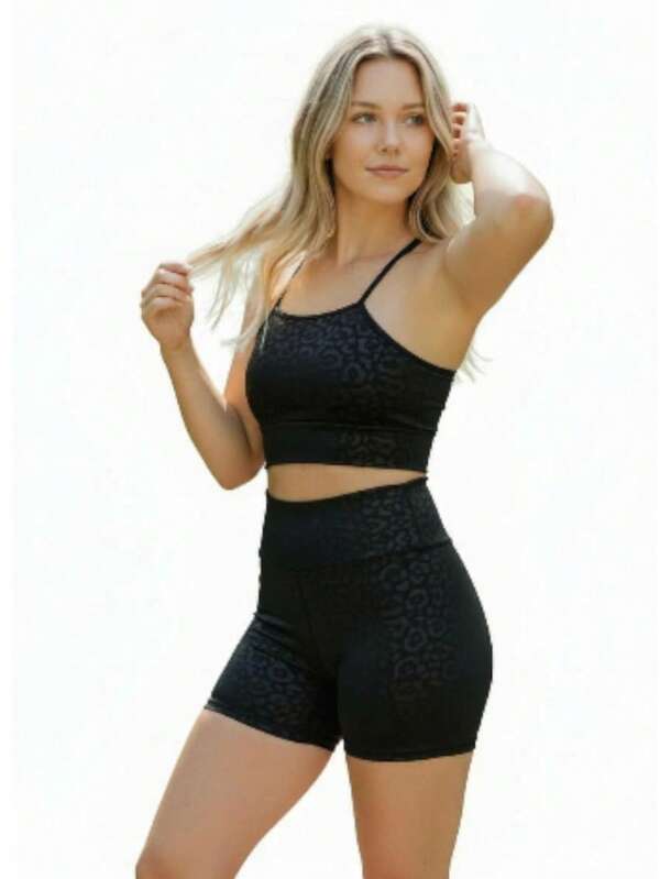 Conjunto Fitness Feminino Top Sem Bojo + Short Cintura Alta Modela Corpo