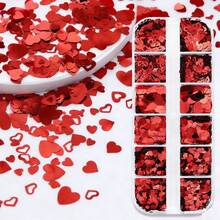 Valentine's Day Heart Glitter For Epoxy Resin Filling Holographic Red Sequins Mixed Heart Shape Paillettes DIY Keychain Pendant Handcraft Materials Mould Filler Material, DIY Crafts, Valentine's Crafts, Jewelry Casting Supplies - Red - View 6