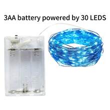 Lampu Hias Bertenaga Baterai AA, Ukuran 2m (20 LED), 3m (30 LED), 4m (40 LED), 5m (50 LED), Cocok untuk Pernikahan, Liburan, Kamar Tidur, Pesta, Suasana, Samping Tempat Tidur, Ruangan, Pencahayaan Dekoratif - Biru - View 13