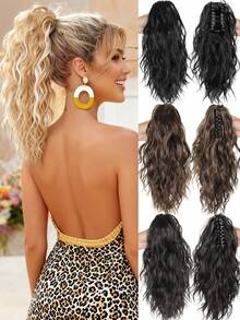 Tóc giả đuôi ngựa dài 12 inch, kiểu cổ điển, xoăn nhẹ, có kẹp càng cua, thích hợp cho nữ (Màu nâu gừng) - Nhiều màu - Xem 3