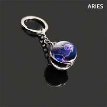 1 件全新 12 星座钥匙扣、星空夜光钥匙扣、时间石玻璃球钥匙扣、吊坠钥匙扣汽车配件包饰背包学校万圣节配件教师节圣诞节礼物创意包饰挂绳带身份证夹汽车配件包饰 - 彩色 - 查看 5