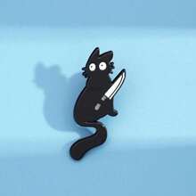 Black Cat Enamel Brooch Custom Decorative Brooches Ornaments Lapel Bag Badges Jewelry Gifts 2025 New Style Pin For Clothes Bag Charm School Kpop Backpack Teacher Supplies Bag Charms Cute Office Accessories Shirts Jacket Christmas Halloween Autumn-Winter Accessories,Suitable For Teens, Youth,Men,Casual, Outdoor, Athletic, Vacation, Graduation Gifts, Birthday, Daily Wear Clothes Pin Funny Teacher Gifts - 黑色 - 查看 6